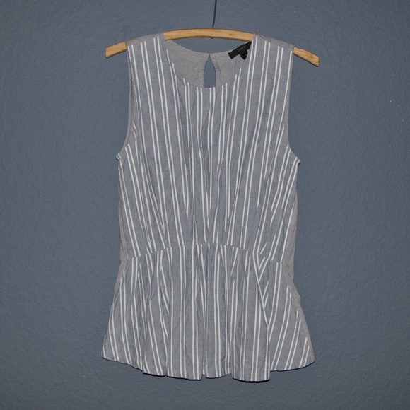 J.CREW Blue+Gray Striped Cinched Tank Top [D5] - Picture 3 of 8